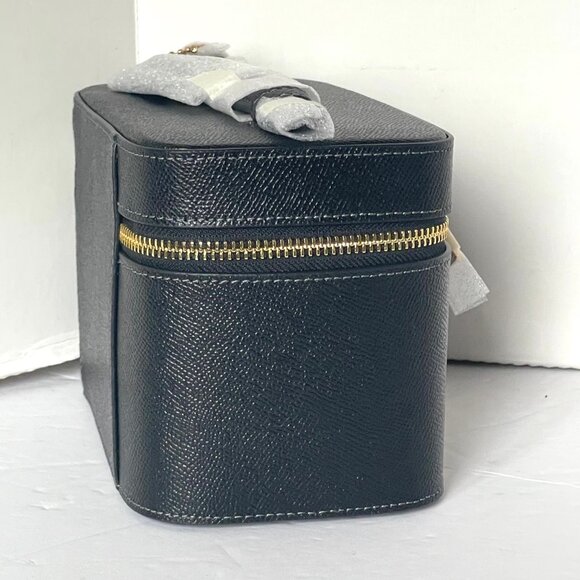 Coach Cosmetic Makeup Case CW727 Black Leather Large Travel Zip Around - Picture 8 of 8